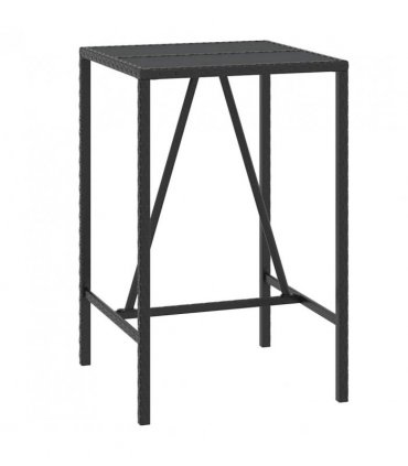 vidaXL Garden Bar Set | Black | PE rattan | Medium | Footrest | Garden Bar Set — Size: 70 cm table length