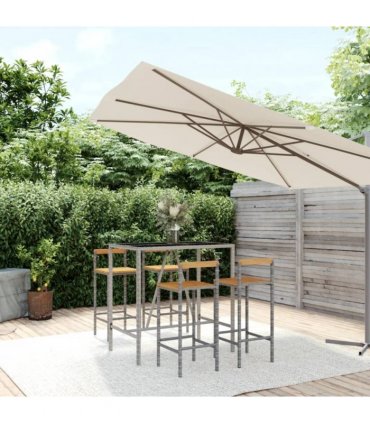 vidaXL Garden Bar Set | Grey — Size: 110 cm table length — V0671965006