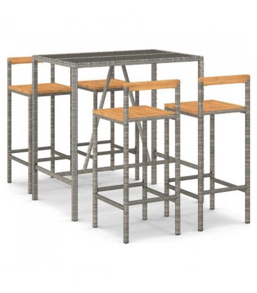 vidaXL Garden Bar Set | Grey — Size: 110 cm table length — V0671965006