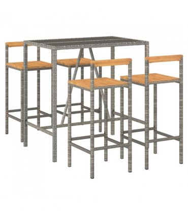 vidaXL Garden Bar Set | Grey — Size: 110 cm table length — V0671965006