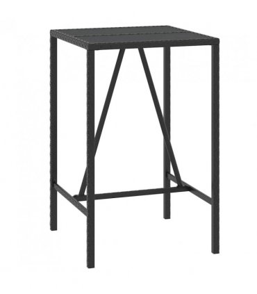 vidaXL Garden Bar Set | Black | Poly Rattan | Medium | Tough | Garden Bar Set — Size: 70 cm table length