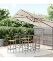 vidaXL Garden Bar Set | Grey | PE rattan | Large | Footrest | Garden Bar Set — Size: 110 cm table length