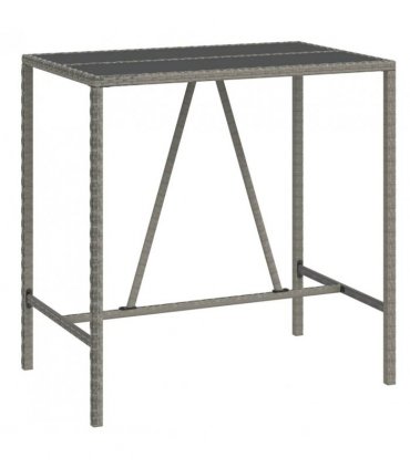 vidaXL Garden Bar Set | Grey | PE rattan | Large | Footrest | Garden Bar Set — Size: 110 cm table length