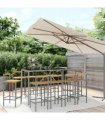 vidaXL Garden Bar Set | Grey | PE rattan | Large | Garden Bar Set | Rectangular — Size: 180 cm table length