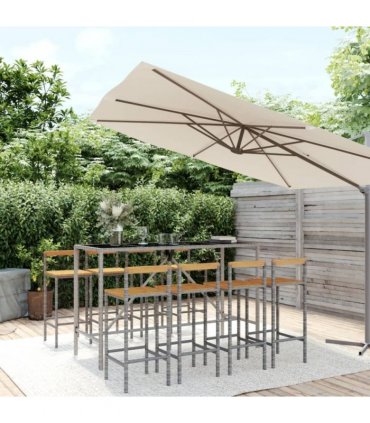 vidaXL Garden Bar Set | Grey — Size: 180 cm table length — V0671965014