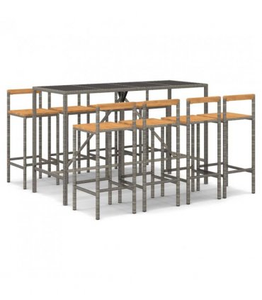 vidaXL Garden Bar Set | Grey — Size: 180 cm table length — V0671965014
