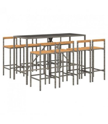 vidaXL Garden Bar Set | Grey — Size: 180 cm table length — V0671965014