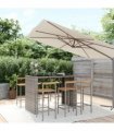 vidaXL Garden Bar Set | Grey | PE rattan | Medium | Footrest | Bar Table Set
