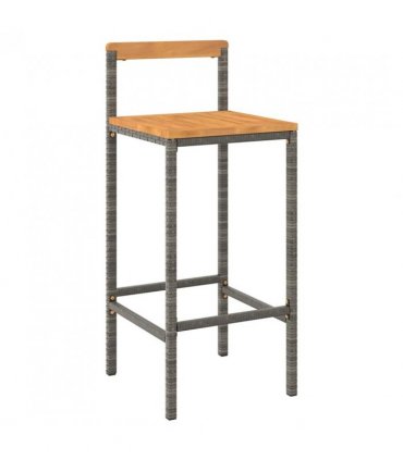 vidaXL Garden Bar Set | Grey | PE rattan | Medium | Footrest | Bar Table Set