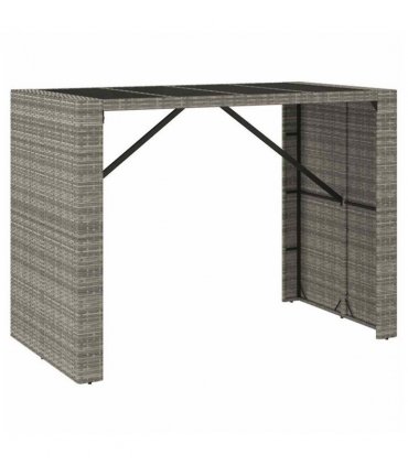vidaXL Garden Bar Set | Grey | PE rattan | Medium | Footrest | Bar Table Set