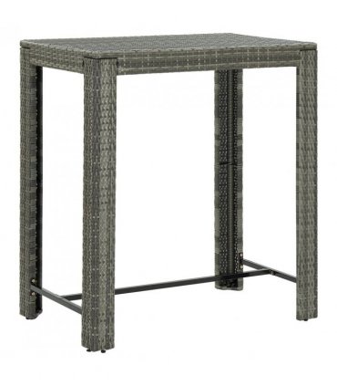 vidaXL 5 Piece Garden Bar Set Grey Poly Rattan&Solid Wood Acacia