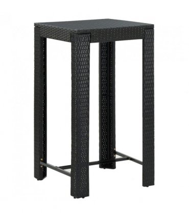 vidaXL 3 Piece Garden Bar Set Black Poly Rattan&Solid Wood Acacia