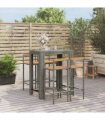 vidaXL 5 Piece Garden Bar Set Grey Poly Rattan&Solid Wood Acacia — V0671965027