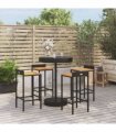 vidaXL 5 Piece Garden Bar Set Black Poly Rattan&Solid Wood Acacia