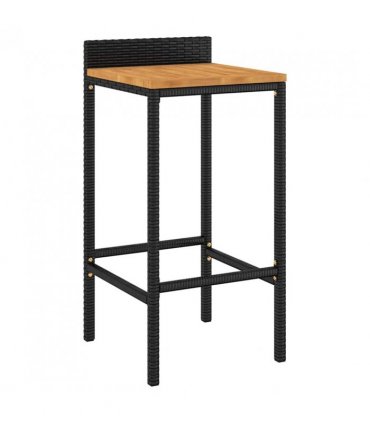 vidaXL 5 Piece Garden Bar Set Black Poly Rattan&Solid Wood Acacia