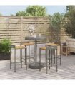 vidaXL 5 Piece Garden Bar Set Grey Poly Rattan&Solid Wood Acacia — V0671965032