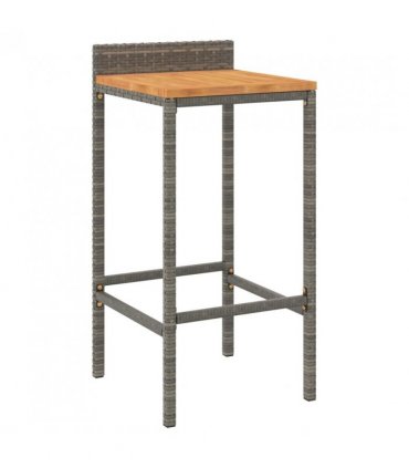vidaXL 5 Piece Garden Bar Set Grey Poly Rattan&Solid Wood Acacia — V0671965032