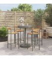 vidaXL 5 Piece Garden Bar Set Grey Poly Rattan&Solid Wood Acacia — V0671965033