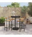 vidaXL 5 Piece Garden Bar Set Black Poly Rattan&Solid Wood Acacia — V0671965035