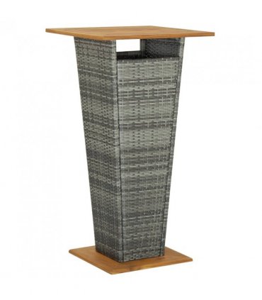 vidaXL 3 Piece Garden Bar Set Grey Poly Rattan&Solid Wood Acacia