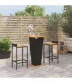 vidaXL 3 Piece Garden Bar Set Black Poly Rattan&Solid Wood Acacia — V0671965038