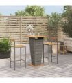 vidaXL 3 Piece Garden Bar Set Grey Poly Rattan&Solid Wood Acacia — V0671965039