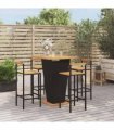 vidaXL 5 Piece Garden Bar Set Black Poly Rattan&Solid Wood Acacia — V0671965040