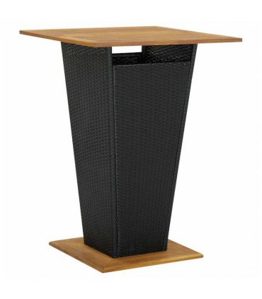 vidaXL 5 Piece Garden Bar Set Black Poly Rattan&Solid Wood Acacia — V0671965040
