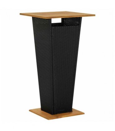vidaXL 3 Piece Garden Bar Set Black Poly Rattan&Solid Wood Acacia — V0671965041