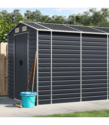 vidaXL Garden Shed Anthracite 191x980x198 cm Galvanised Steel — Size: 191 x 980 x 198 cm