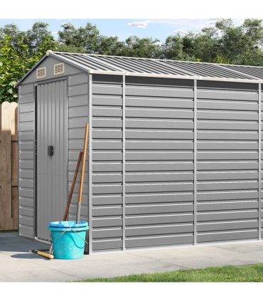 vidaXL Garden Shed Light Grey 191x980x198 cm Galvanised Steel — Size: 191 x 980 x 198 cm