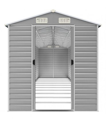 vidaXL Garden Shed Light Grey 191x980x198 cm Galvanised Steel — Size: 191 x 980 x 198 cm