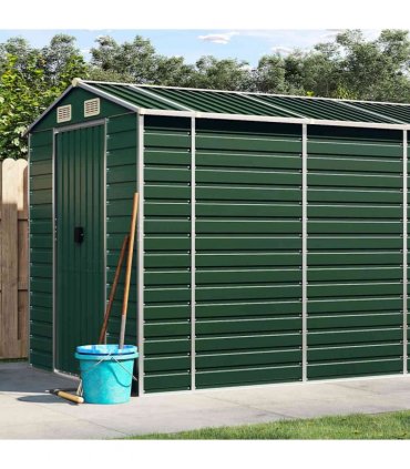 vidaXL Garden Shed Green 191x725x198 cm Galvanised Steel — Size: 191 x 725 x 198 cm