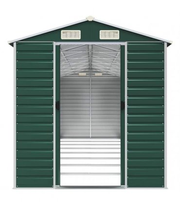 vidaXL Garden Shed Green 191x725x198 cm Galvanised Steel — Size: 191 x 725 x 198 cm