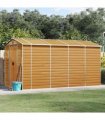 vidaXL Garden Shed Light Brown 191x385x198 cm Galvanised Steel — Size: 191 x 385 x 198 cm