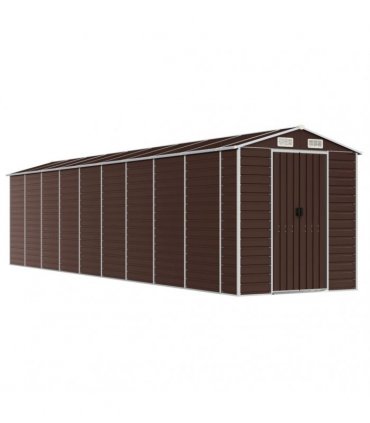 vidaXL Garden Shed Brown 191x810x198 cm Galvanised Steel — Size: 191 x 810 x 198 cm