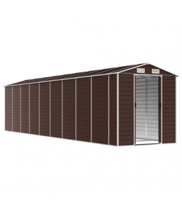 vidaXL Garden Shed Brown 191x810x198 cm Galvanised Steel — Size: 191 x 810 x 198 cm