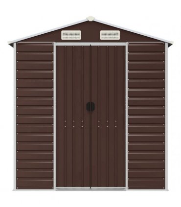 vidaXL Garden Shed Brown 191x810x198 cm Galvanised Steel — Size: 191 x 810 x 198 cm