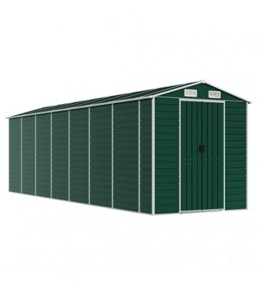 vidaXL Garden Shed Green 191x640x198 cm Galvanised Steel — Size: 191 x 640 x 198 cm