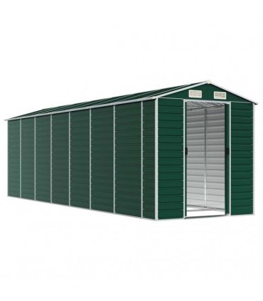 vidaXL Garden Shed Green 191x640x198 cm Galvanised Steel — Size: 191 x 640 x 198 cm