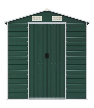 vidaXL Garden Shed Green 191x640x198 cm Galvanised Steel — Size: 191 x 640 x 198 cm