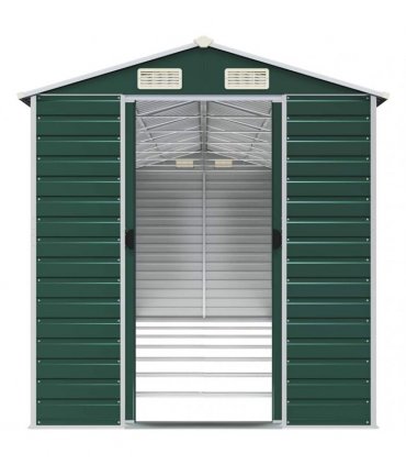 vidaXL Garden Shed Green 191x640x198 cm Galvanised Steel — Size: 191 x 640 x 198 cm