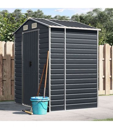 vidaXL Garden Shed | Anthracite | Galvanised Steel | 191x130x198 cm — Size: 191 x 130 x 198 cm