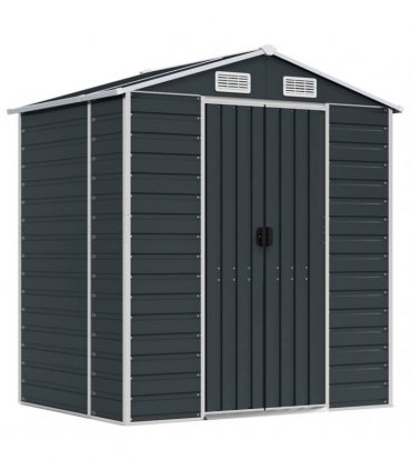 vidaXL Garden Shed | Anthracite | Galvanised Steel | 191x130x198 cm — Size: 191 x 130 x 198 cm