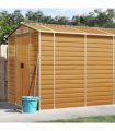 vidaXL Garden Shed Light Brown 191x640x198 cm Galvanised Steel — Size: 191 x 640 x 198 cm
