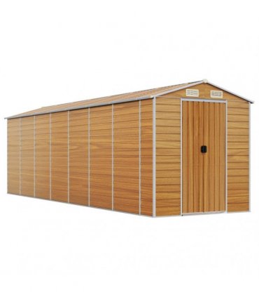 vidaXL Garden Shed Light Brown 191x640x198 cm Galvanised Steel — Size: 191 x 640 x 198 cm