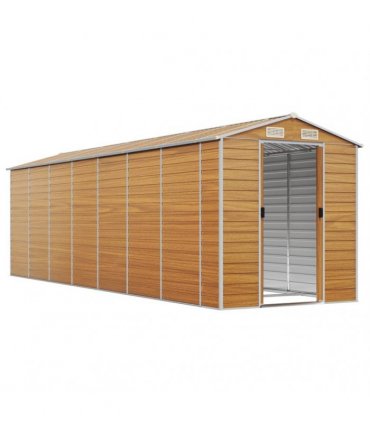 vidaXL Garden Shed Light Brown 191x640x198 cm Galvanised Steel — Size: 191 x 640 x 198 cm