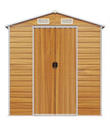 vidaXL Garden Shed Light Brown 191x640x198 cm Galvanised Steel — Size: 191 x 640 x 198 cm