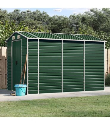 vidaXL Garden Shed Green 191x300x198 cm Galvanised Steel — Size: 191 x 300 x 198 cm