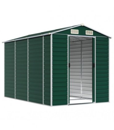 vidaXL Garden Shed Green 191x300x198 cm Galvanised Steel — Size: 191 x 300 x 198 cm